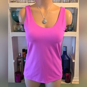 Zyia Active Top L. Hot Pink Built-in Shelf Bra Removable Pads Stretchy EUC